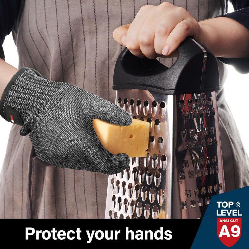 Schwer Ultimate Cut Resistant Gloves Beyond ANSI A9  Reinforced Stainless Steel Glove  Food Grade Mesh Metal Gloves for Butcher Meat Cutting  Oyster Shucking  Mandoline  PFAS Free  PR1708 (L  1 PCS) - Image 4
